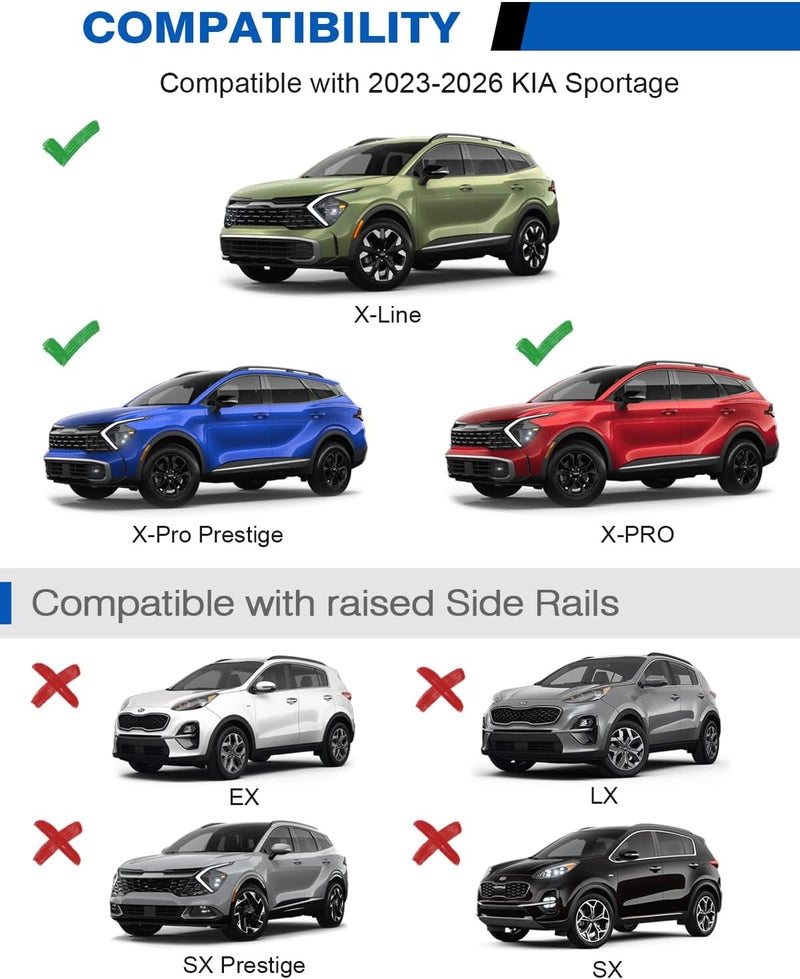 wonderdriver 300lb Roof Rack Cross Bars Compatible with 2023-2026 Kia Sportage X-Line AWD/X-Pro/X-Pro Prestige with Raised Rail, (Not for SX &EX &LX with Flushed Rail and Panoramic Sunroof) Lockable - Image 2